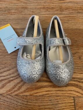 Cat & Jack Silver Glitter Mary Jane Shoes for Kids